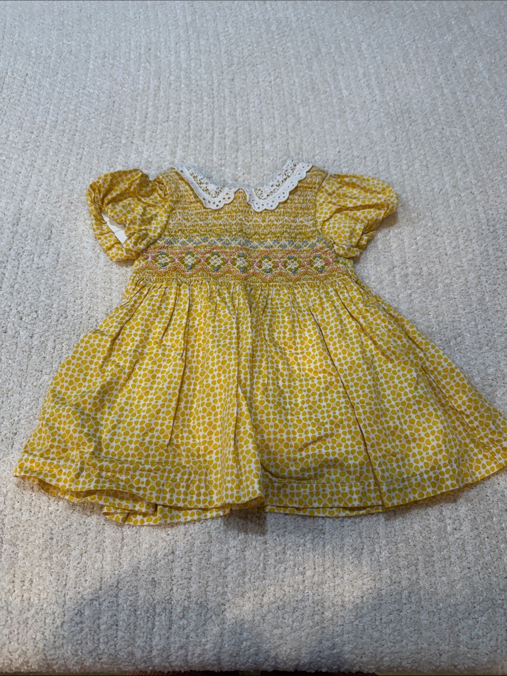 next Yellow Smocked Peter Pan Collar Dress